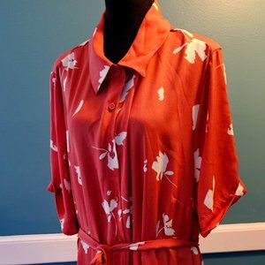 Ava & Viv Rusty Orange Button-Up Colored Dress with Tie. Light & Comfy. Size 3X.
